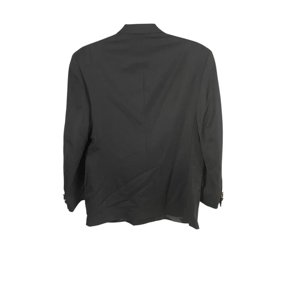 Roberto Visconti Mens Black Double‎ Breasted Blazer Gold Crest Buttons Size 40R